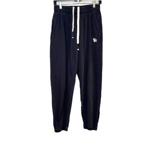 YoungLA Men's Sweat Jogger Pant Cuff Ankle Tie Elastic Waist Navy Lightweight M